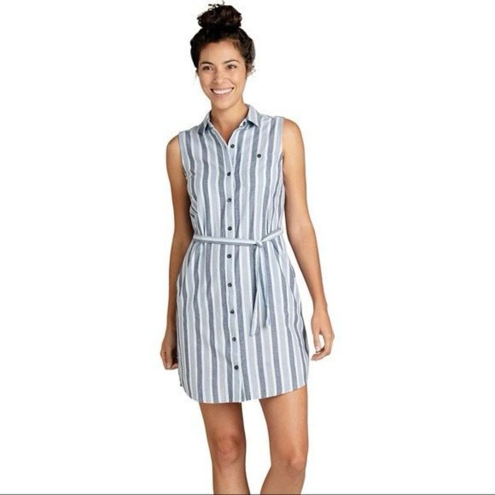 ✨TOAD & CO Indigo Ridge Cotton Button Down Stripe Sz. Large Dress✨